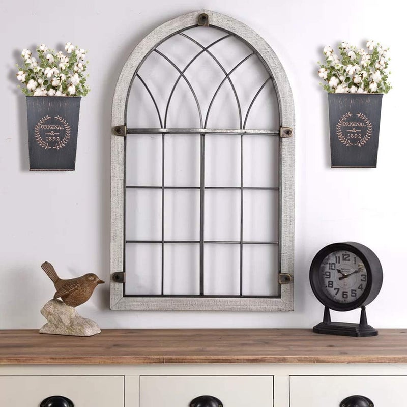 LESEN Rustic Metal Wall Planter Country Home Hanging Wall Vase Pocket for Plants or Flower Indoor or Outdoor Farmhouse Wall Decor,Set of 2 - Image 5